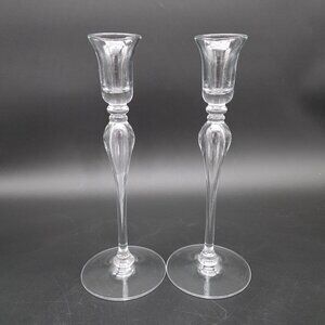 Mikasa Jamestown Platinum Candle Holders 9.5 Inches Tall Set of 2